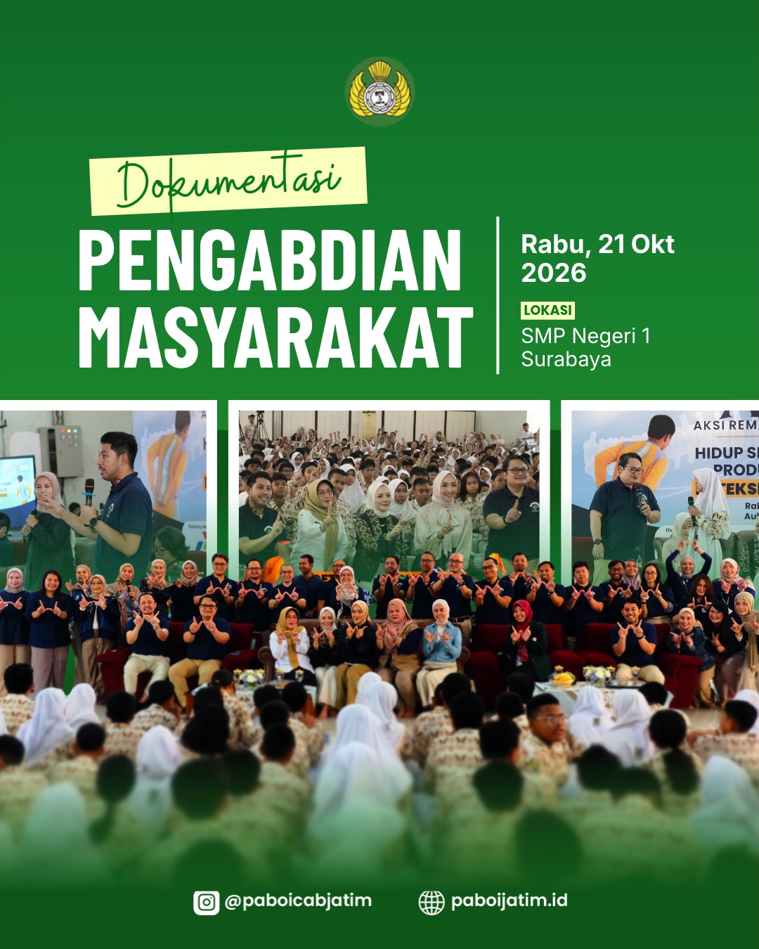 Penyuluhan dan skrining skoliosis oleh PABOI Jawa Timur  di SMP Negeri 1 Surabaya