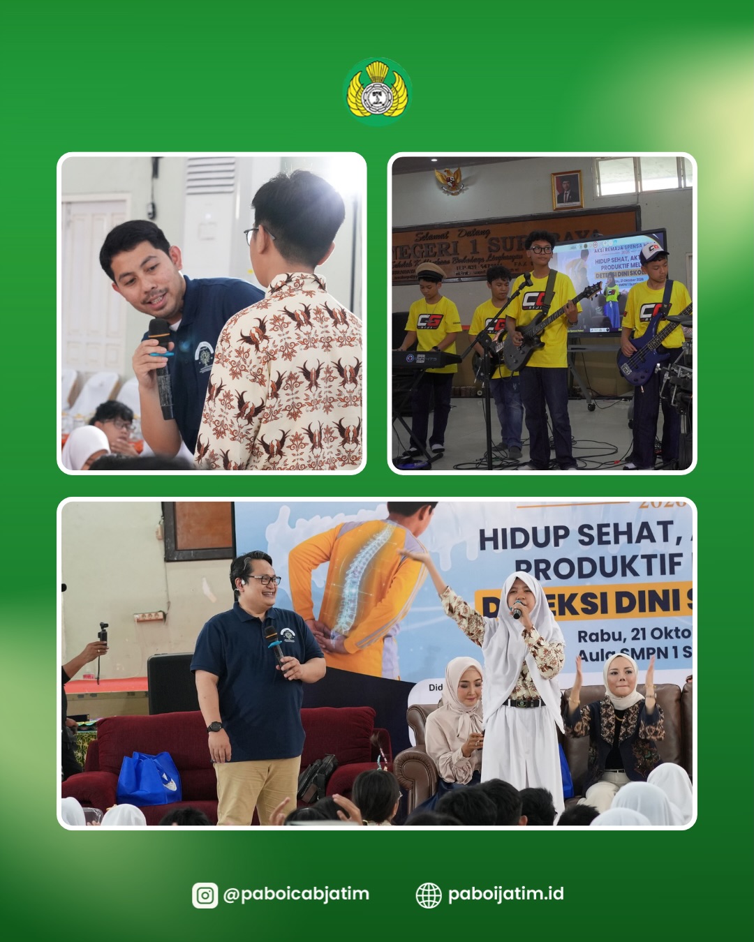 Kegiatan ARSHA 2026 tentang deteksi dini skoliosis bagi siswa SMP Negeri 1 Surabaya